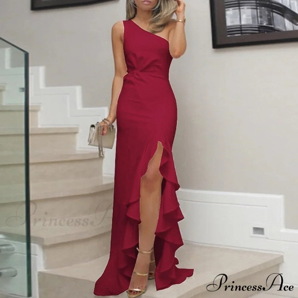Elegant One Shoulder Bandage Sexy Sleeveless Dress