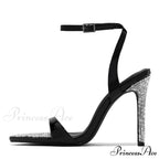 Elegant Party Sandals Wedding Banquet Shoes Crystal Rhinestones Pointed-Toe Stripper High-Heels Gold High Heel