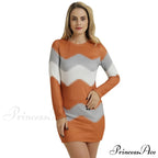 Elegant Patchwork Long Sleeve Thin Dress