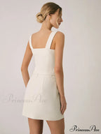 Elegant Pearl Graceful Buckle Mini Skirt