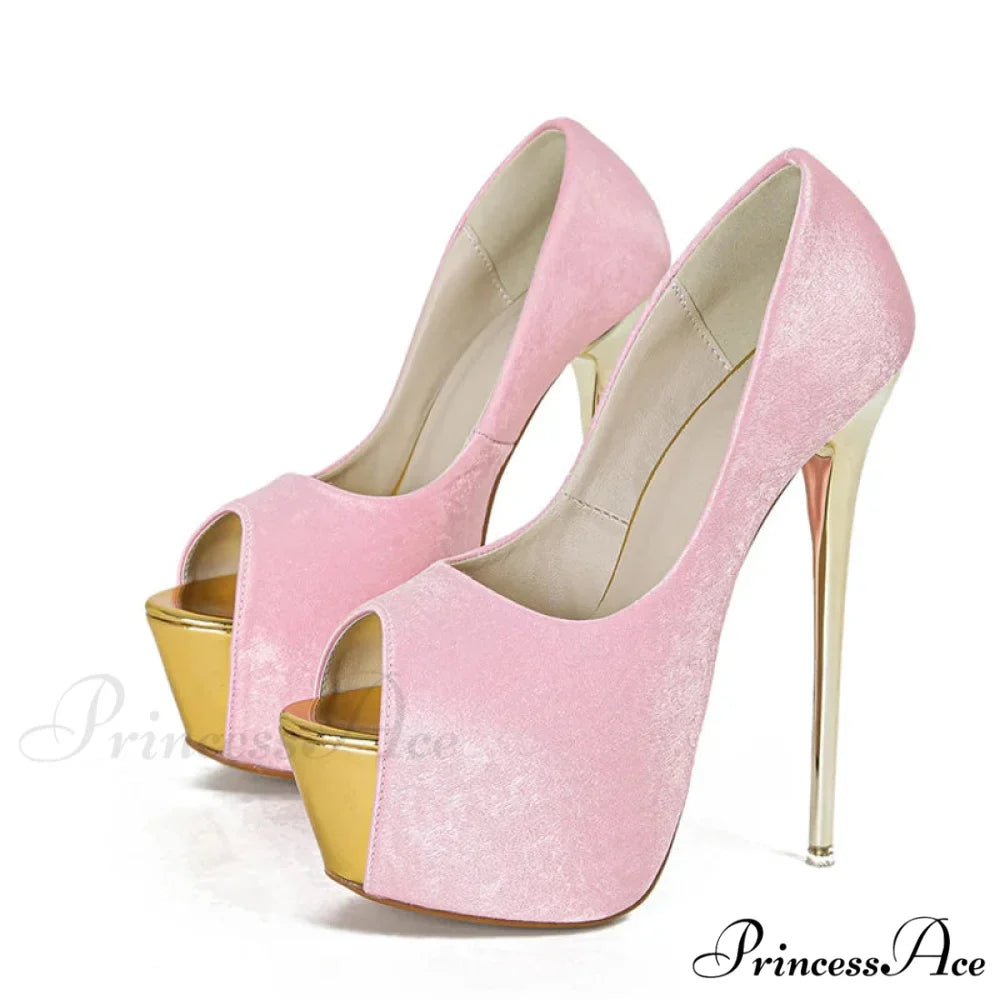 Elegant Platform Peep-Toe Slingback Super-High Pumps Sexy Wedding Banquet Big-Size High Heel