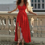Elegant Red Cocktail Graduation Bridesmaid Formal Christmas Party Dress
