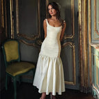 Elegant Red Spaghetti Strap Midi Holiday Dress Casual Birthday Party Dresses Christmas Party Dress