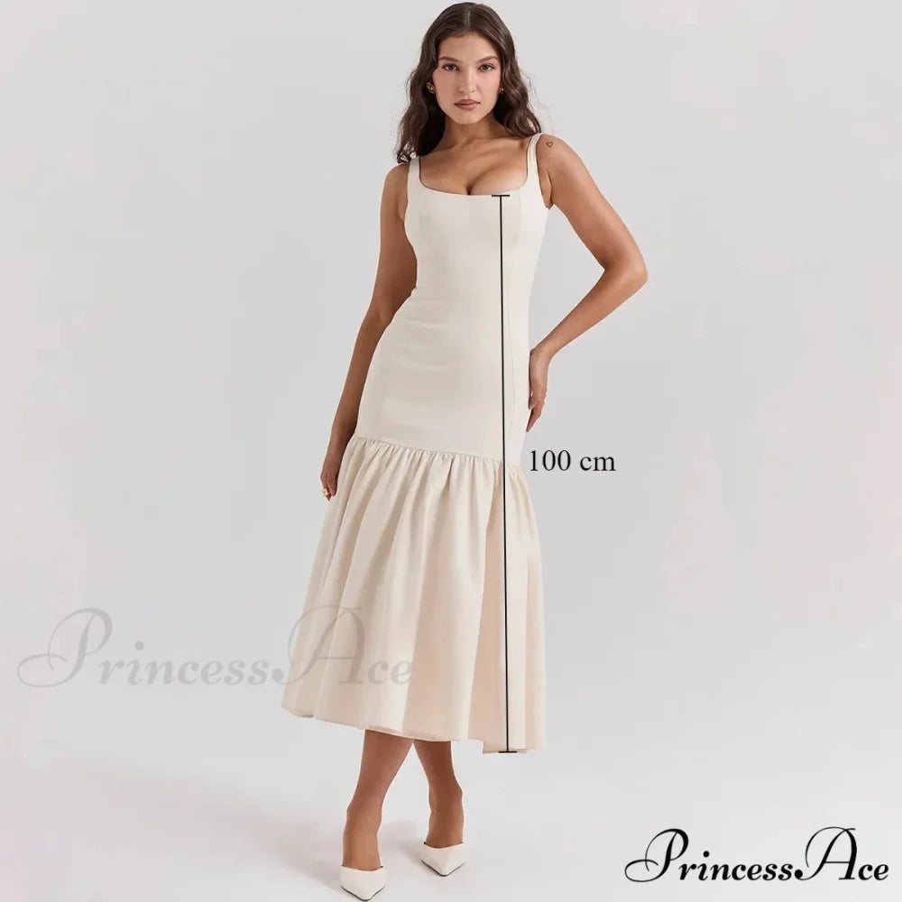 Elegant Red Spaghetti Strap Midi Holiday Dress Casual Birthday Party Dresses Christmas Party Dress