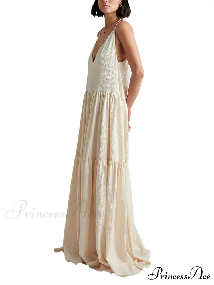 Elegant Resort Deep Charming V-Neckline Strappy Maxi Dress