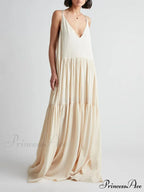Elegant Resort Deep Charming V-Neckline Strappy Maxi Dress