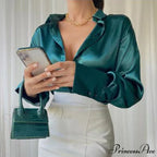 Elegant Satin Long Sleeve Blouses