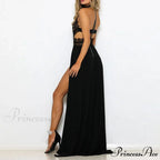 Elegant See Through High Split Backless Lace Red Christmas Party Dress