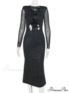 Elegant Sequin Sparkle Hollow Out Sexy Boho Dress
