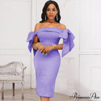 Elegant Sexy Off Shoulder Bow Evening Dinner Birthday Party Dress