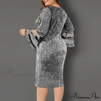 Elegant Sexy V Neck Bright Silk Mesh Party Dress