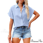 Elegant Short Sleeve Cotton Linen Batwing Blouses