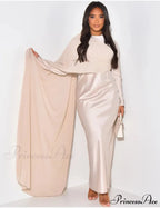 Elegant Solid Color Round Neck High Waist Swing Red Christmas Party Dress