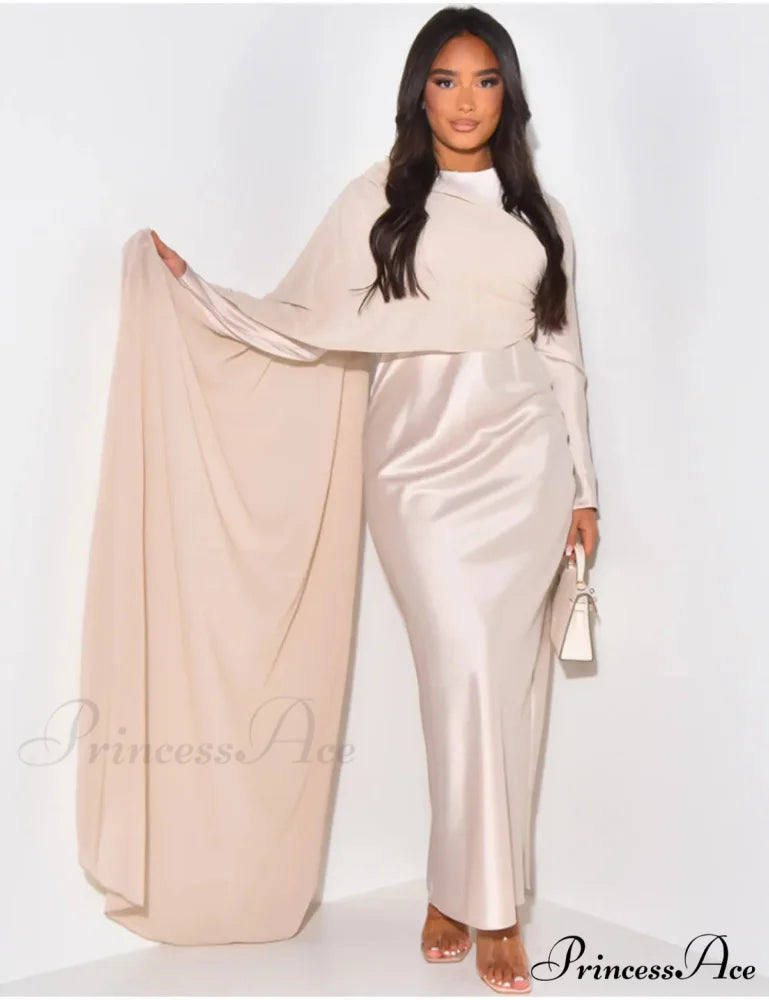 Elegant Solid Color Round Neck High Waist Swing Red Christmas Party Dress