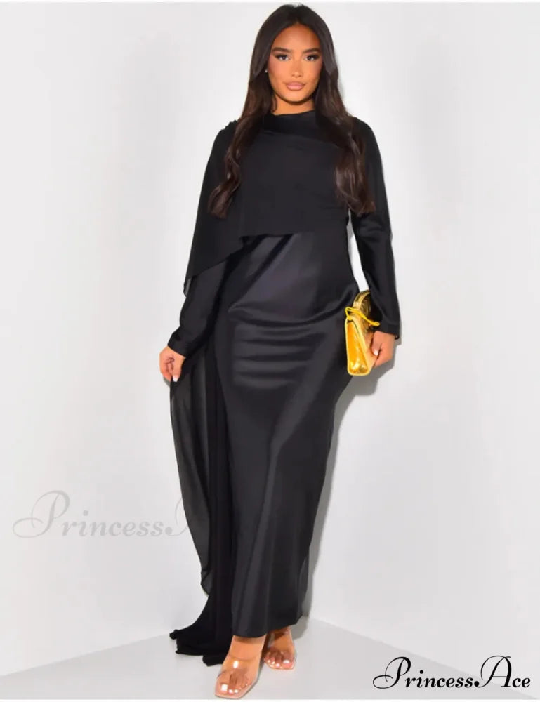 Elegant Solid Color Round Neck High Waist Swing Red Christmas Party Dress