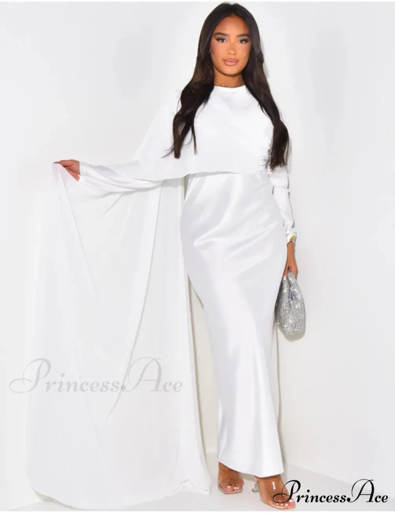 Elegant Solid Color Round Neck High Waist Swing Red Christmas Party Dress