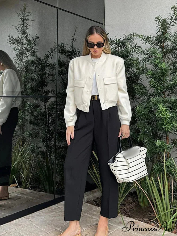 Elegant Solid Single-breasted Motorcycle Chic Long Sleeves With Pocket Autumn Stylish Coat