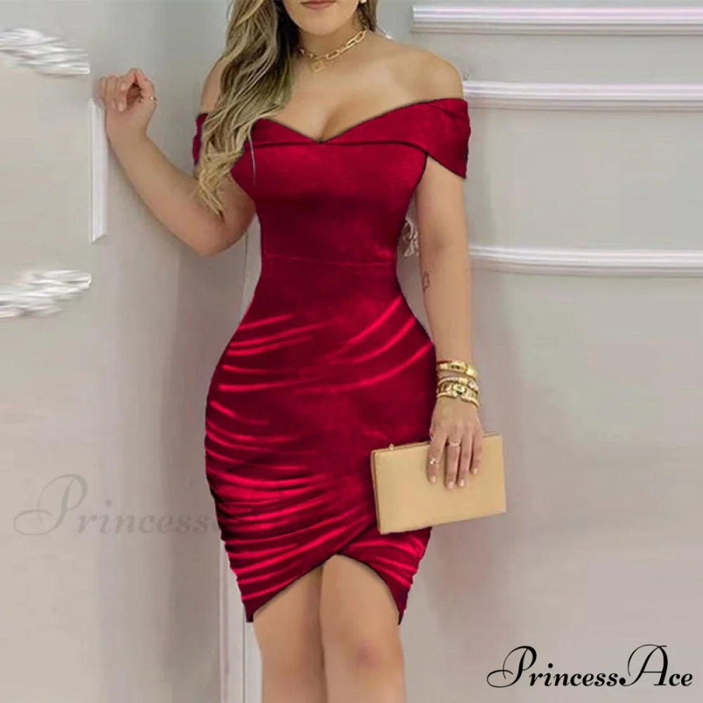 Elegant Solid Velvet Bodycon Party Dress