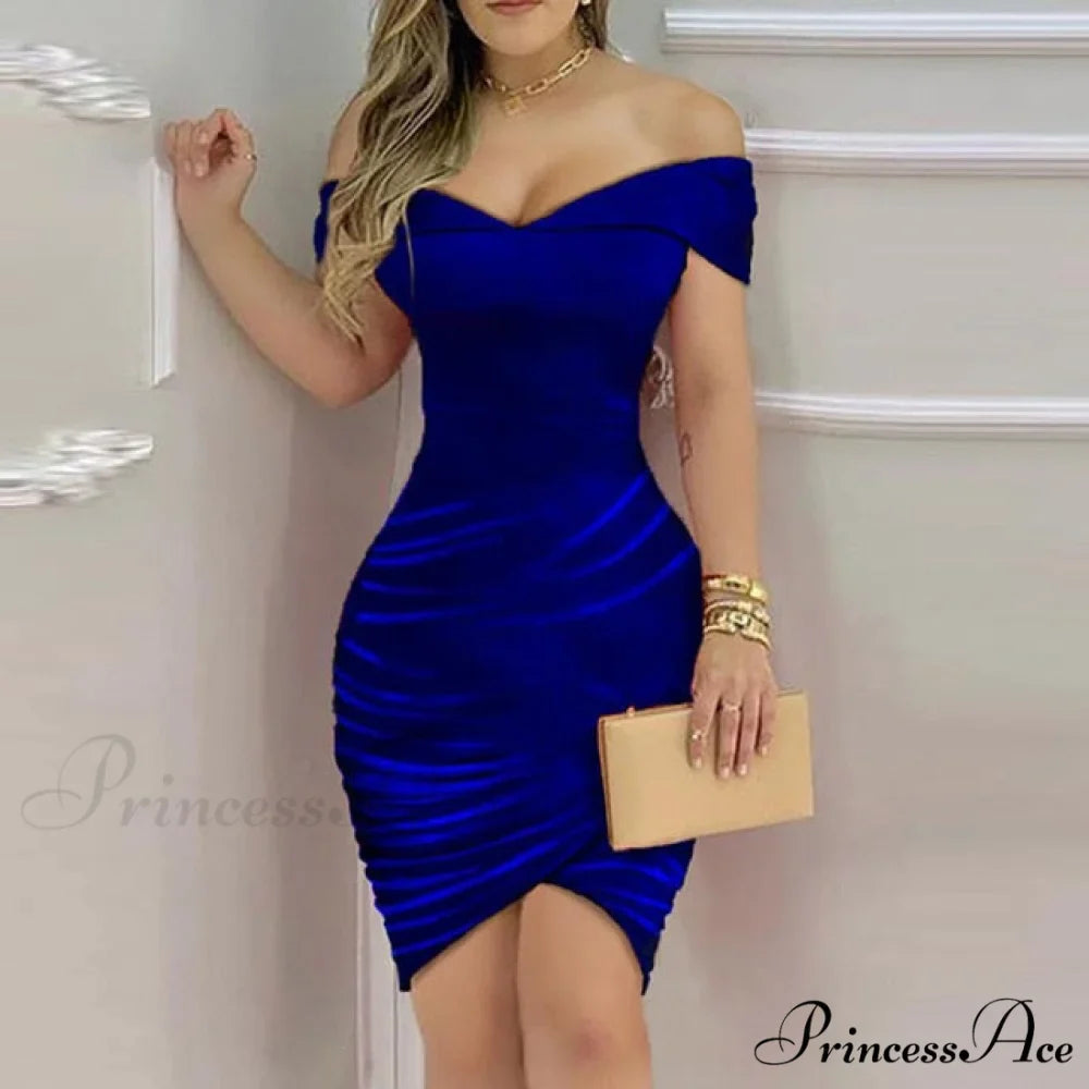 Elegant Solid Velvet Bodycon Party Dress