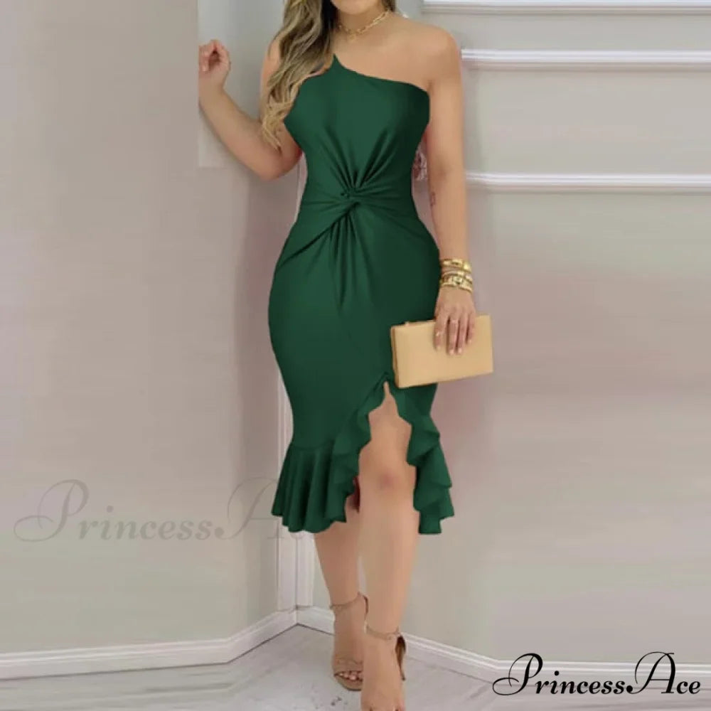 Elegant Solid Velvet Bodycon Party Dress