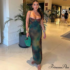 Elegant Spaghetti Strap Cleavage Boho Dress