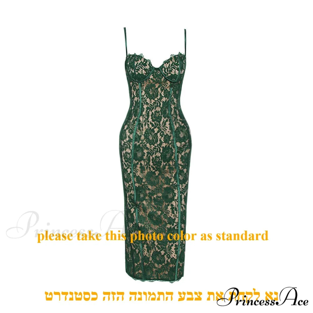 Elegant Spaghetti Strap V Neck Lace Formal Occasion Dress for Christmas Party