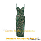 Elegant Spaghetti Strap V Neck Lace Formal Occasion Dress for Christmas Party