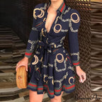 Elegant Turn-down Collar Long Sleeve Party Dresses