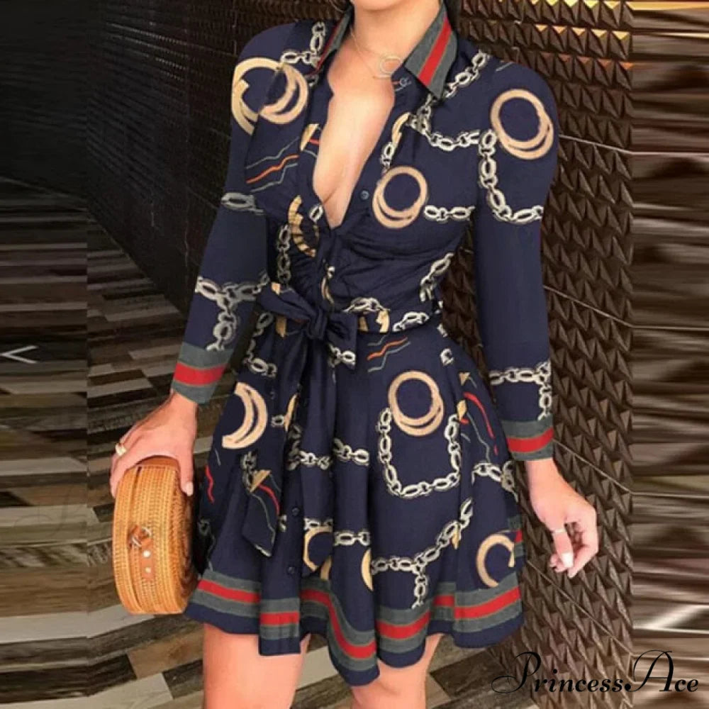 Elegant Turn-down Collar Long Sleeve Party Dresses