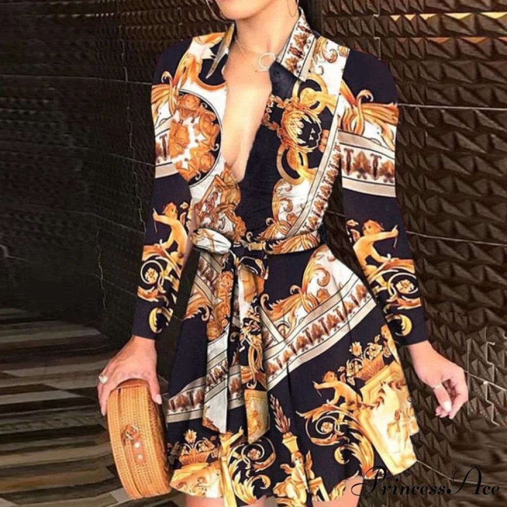 Elegant Turn-down Collar Long Sleeve Party Dresses