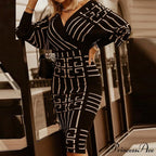 Elegant V Neck Lace Patchwork Ladies Dresses