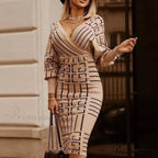 Elegant V Neck Lace Patchwork Ladies Dresses