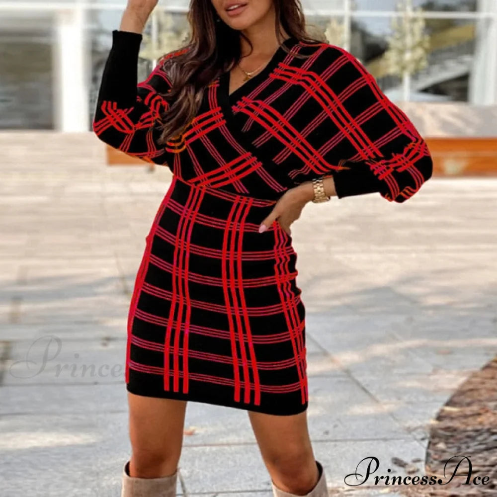 Elegant V Neck Lace Patchwork Ladies Dresses