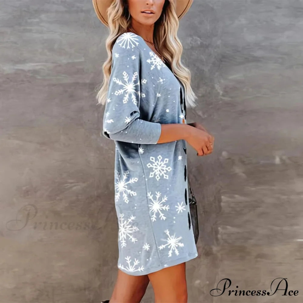 Elegant V Neck Long Sleeve Dress