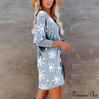 Elegant V Neck Long Sleeve Dress