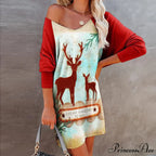 Elegant V Neck Long Sleeve Dress