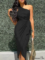 Elegant V Neck Strap Sleeveless Irregular Party Dress