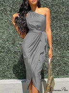 Elegant V Neck Strap Sleeveless Irregular Party Dress