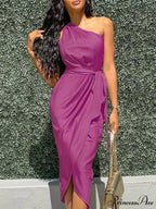 Elegant V Neck Strap Sleeveless Irregular Party Dress