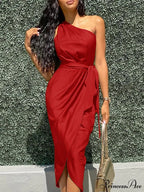 Elegant V Neck Strap Sleeveless Irregular Party Dress