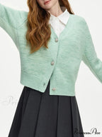 Elegant V-neck Wool Knitted Cardigan