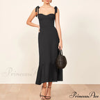 Elegant Vintage Floral Neck Sleeveless Strap Dress