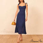 Elegant Vintage Floral Neck Sleeveless Strap Dress