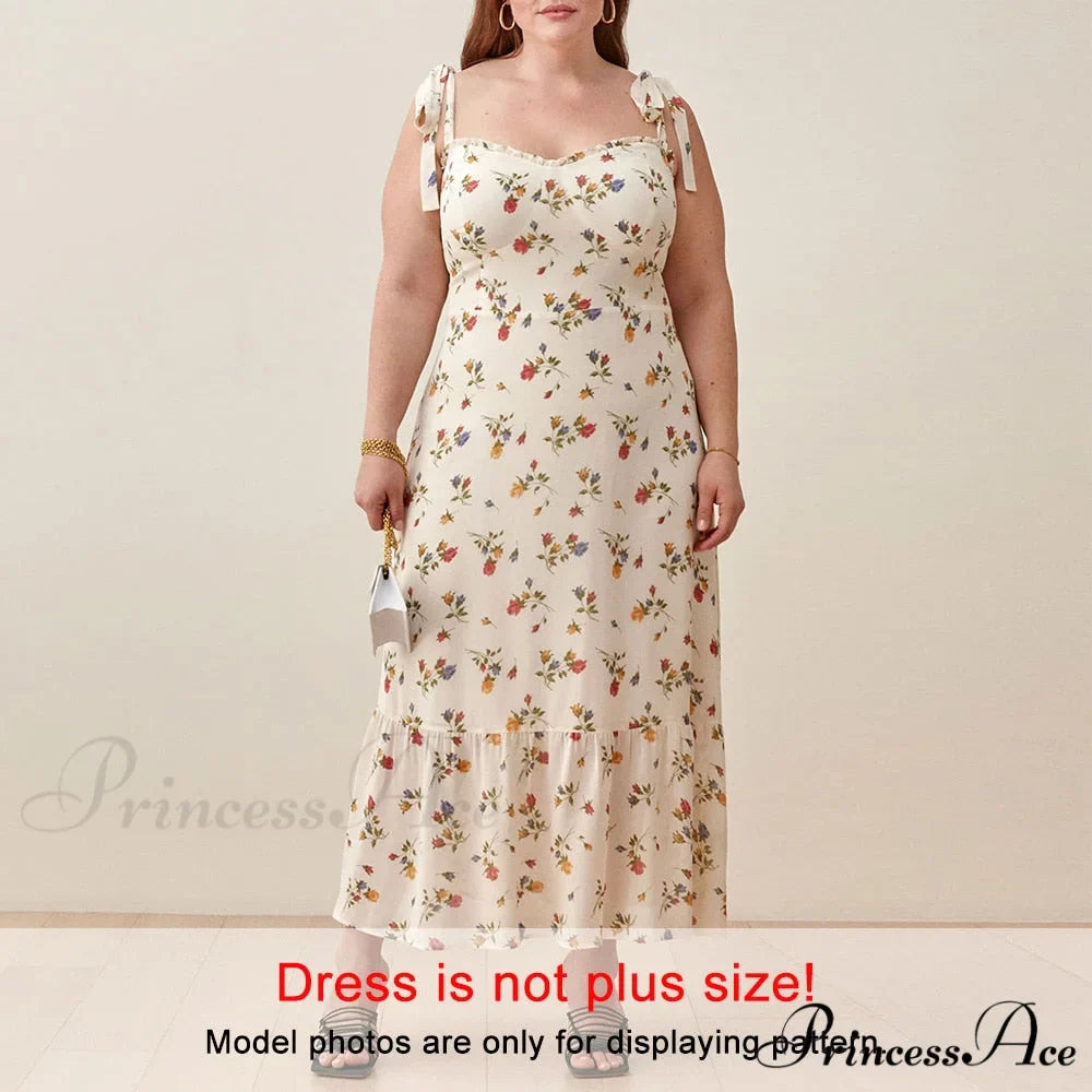 Elegant Vintage Floral Neck Sleeveless Strap Dress