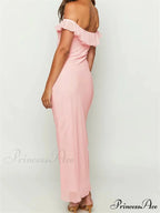 Elegant Women Summer Evening Backless Off Shoulder Slash Neck Ruffles Party Formal Female Vestidos