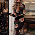 Elegant Wrap V Neck Skinny Club Party Dress