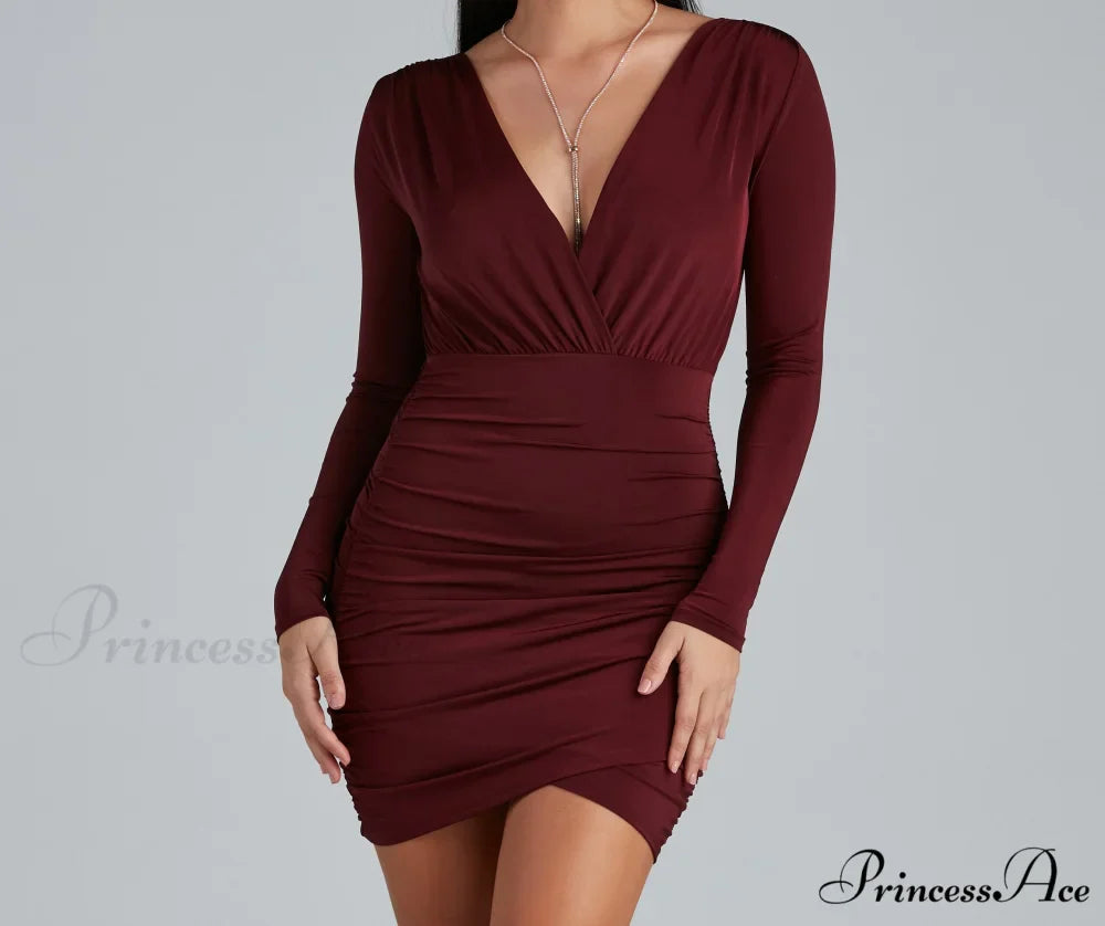 Elevated Basic Stylish Ruched Mini Dress