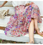 Elevated Waist Blossom Shore Skirt Lace Patchwork Stylish Cotton Maxi