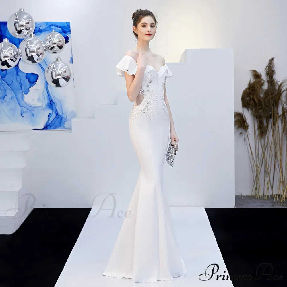 Elizabeth ruffled-strap Stylish embroidered fishtail dress