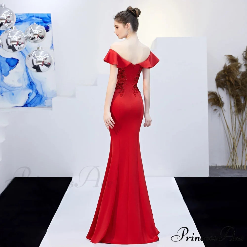 Elizabeth ruffled-strap Stylish embroidered fishtail dress